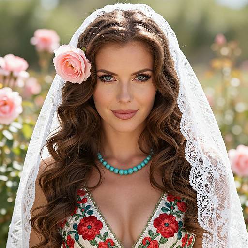 Elegant Woman in Sunlit Garden