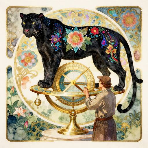 Art Nouveau Clockmaker in Celestial Garden