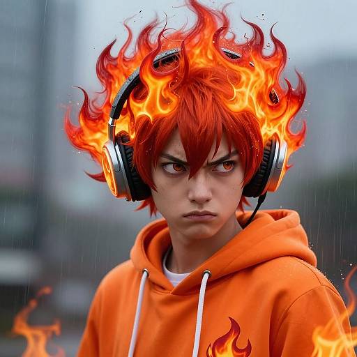 Realistic Tsuna Sawada with Flame Headwear
