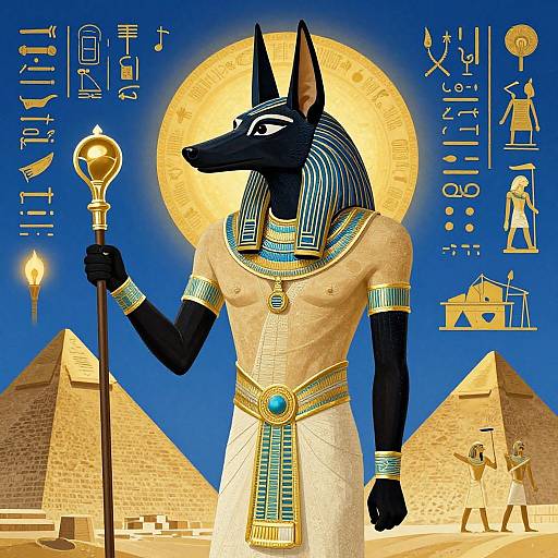 Anubis Digital Illustration in Egyptian Style
