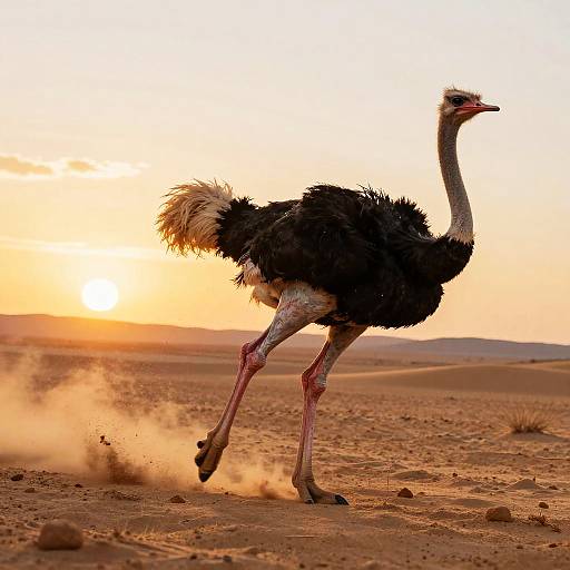 Fearless Ostrich Racing at Sunset