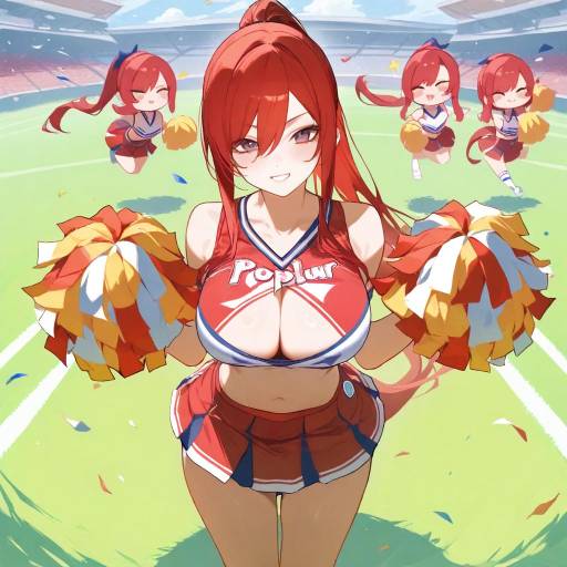 Cheerleader Erza Scarlet in Action