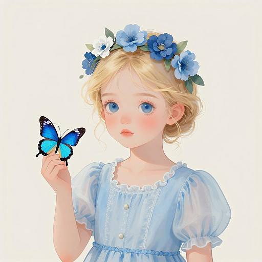 Whimsical Portrait of a Young Blonde Girl