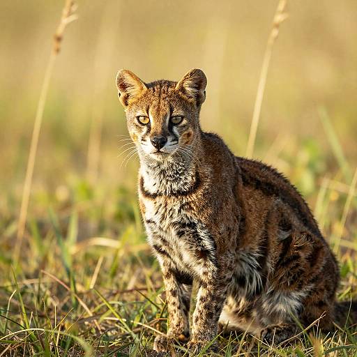 Sleek Jaguarundi in Sunlit Meadow