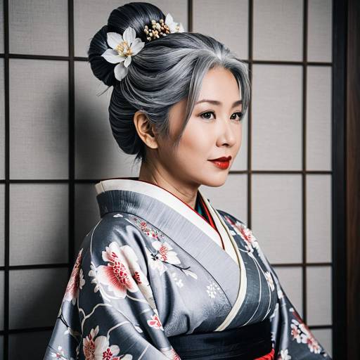 Elegant Mama Cosplay in Floral Kimono
