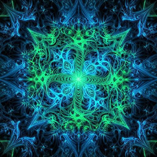 Symmetrical Electric Blue Fractal Design
