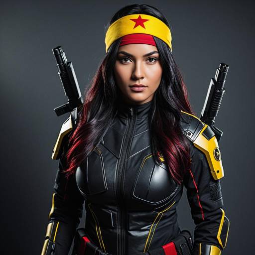 Female Cosplayer in Black and Yellow Tactical Suit