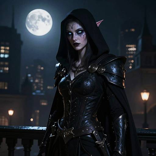 Pathfinder Aasimar Rogue in Moonlit City