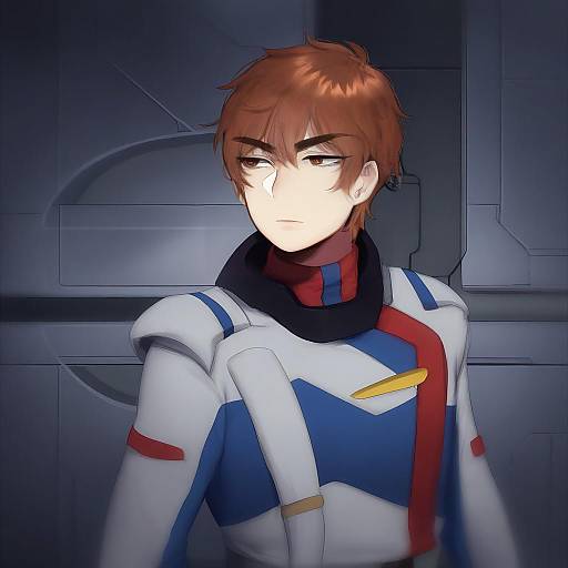 Illustration of Amuro ray, gundam in the style of Terupancake