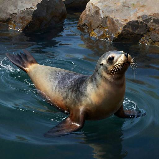 Graceful Sea Lion in Rocky Tide Pools