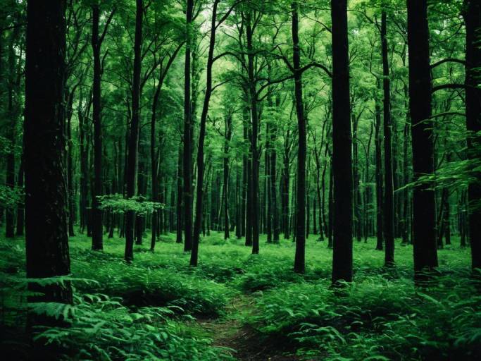 Lush Dark Green Forest Wallpaper Design