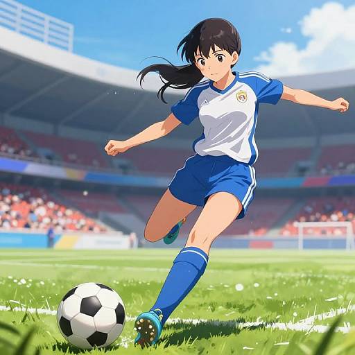 8K Anime Girl Playing Soccer