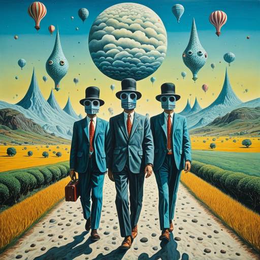 Surreal Interdimensional Travelers in Psychedelic Landscape Surreal Interdimensional Travelers in Psychedelic Landscape