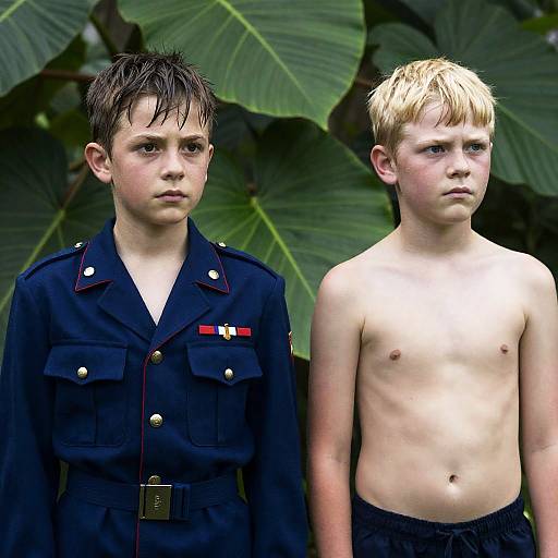 Two Boys in Jungle Setting