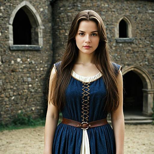 Young Woman in Sleeveless Medieval Dress