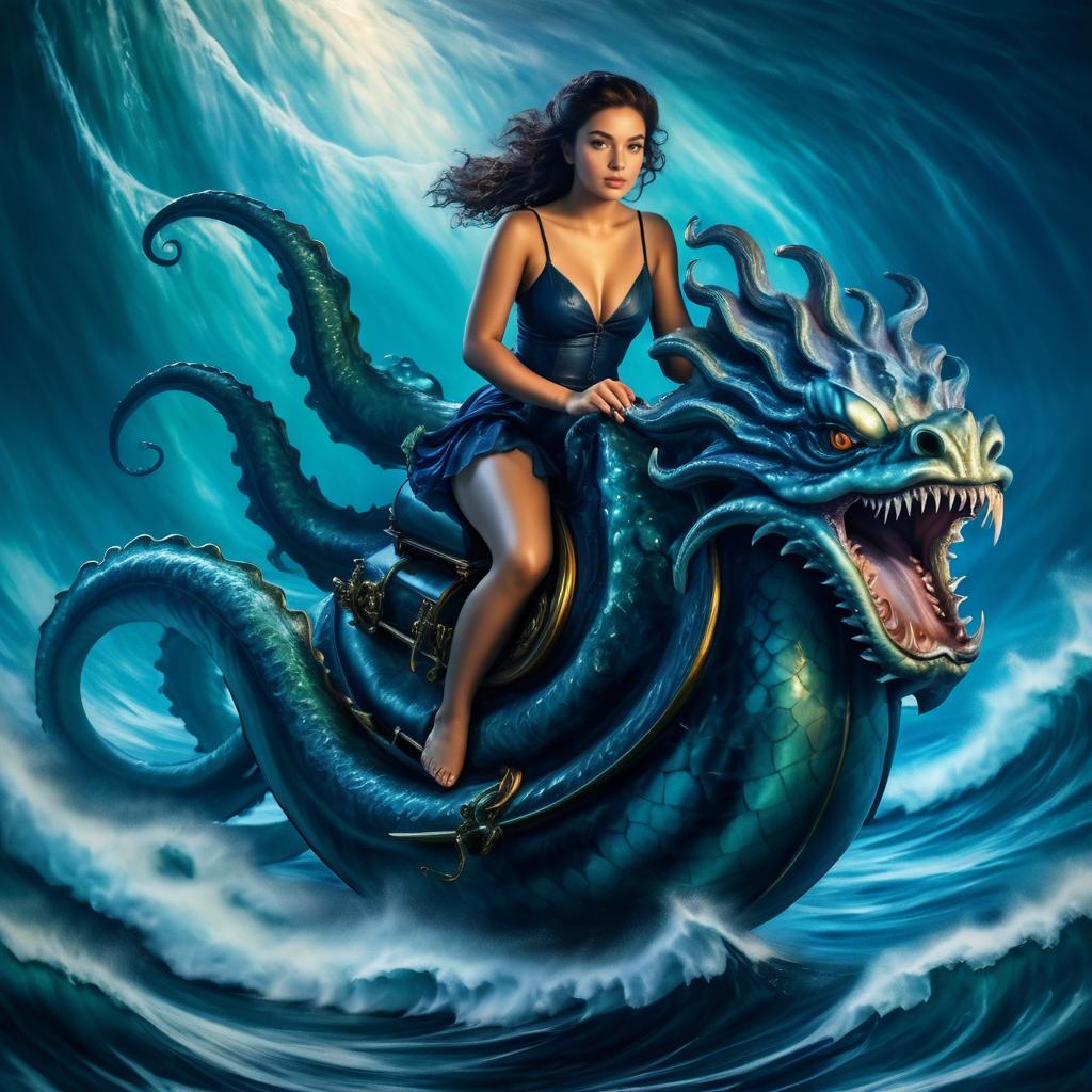 Majestic Kraken and Captivating Woman