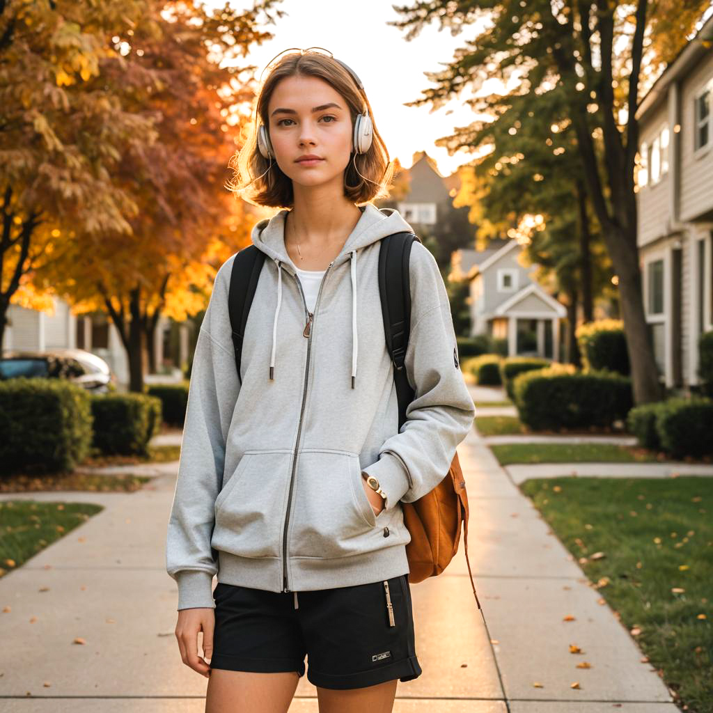 Sporty Teen in Casual Autumn Fashion