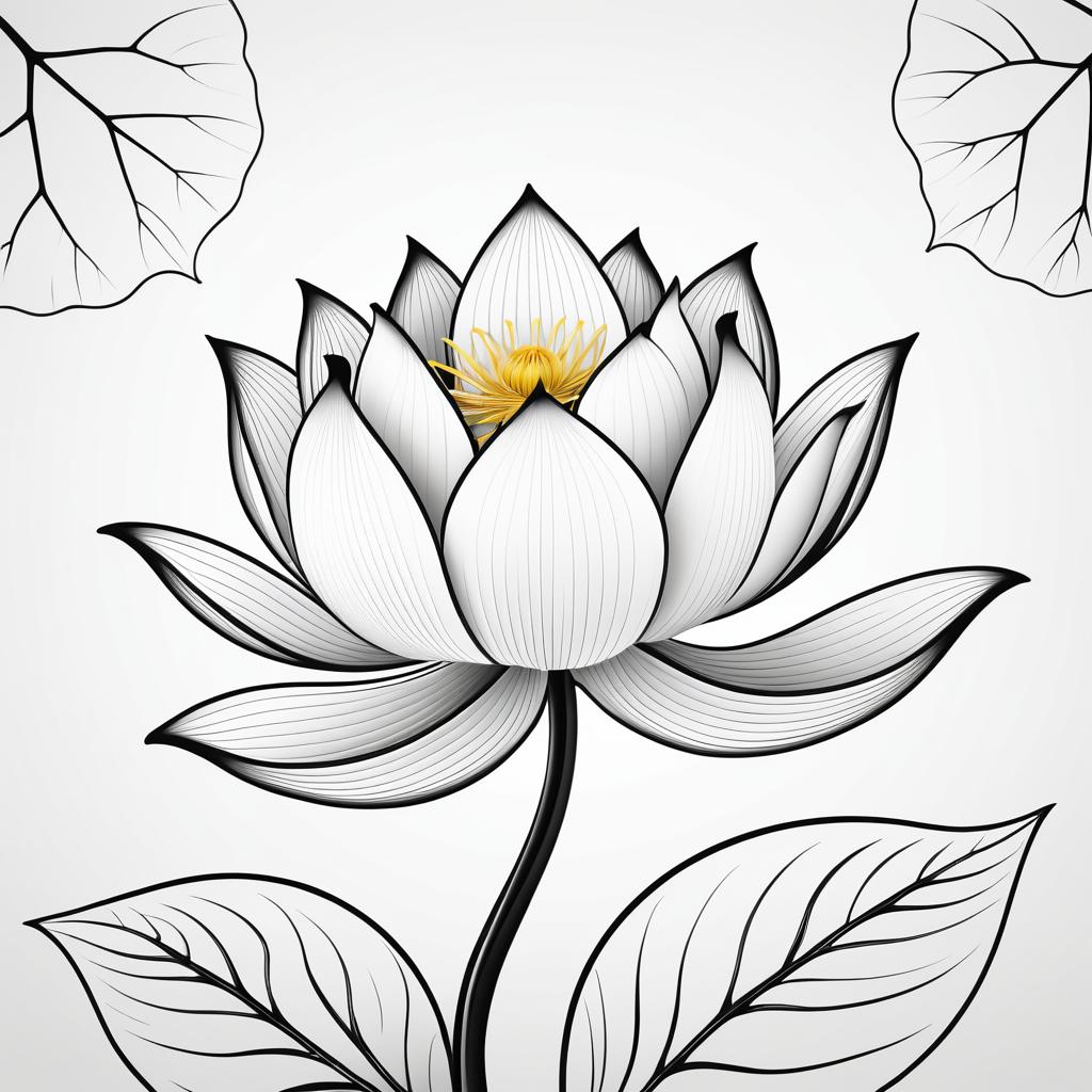 Elegant Line Art of Lotus Flower