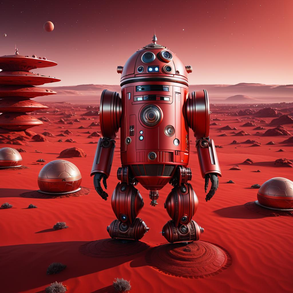 Scandinavian Droid in Martian Landscape