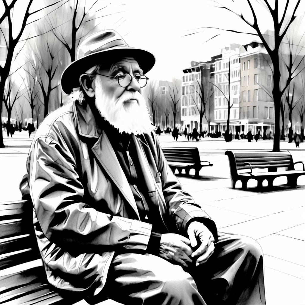 Wisdom on a Park Bench Illustration