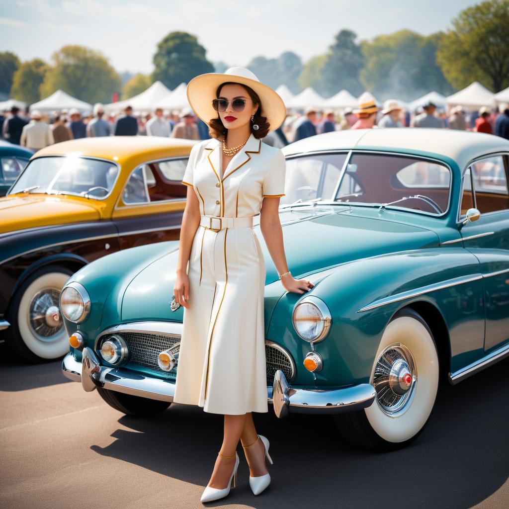 Vintage Car Show with Retro Fashion