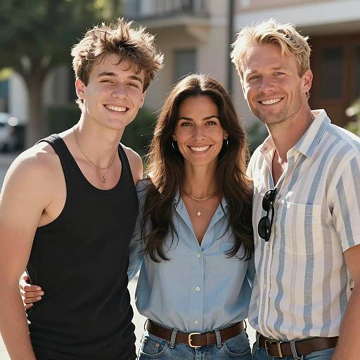 Three Friends Smiling Outdoors
