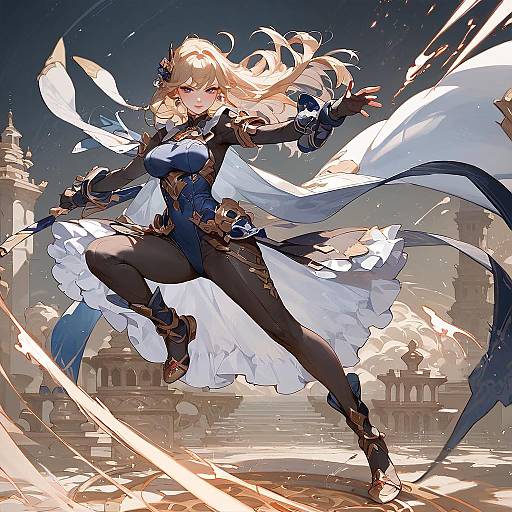 Anime Warrior in Dynamic Fighting Stance