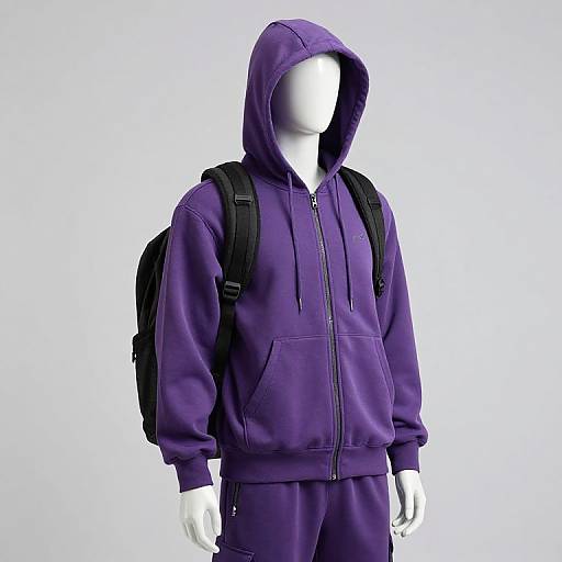 Mannequin in Purple Hooded Outfit