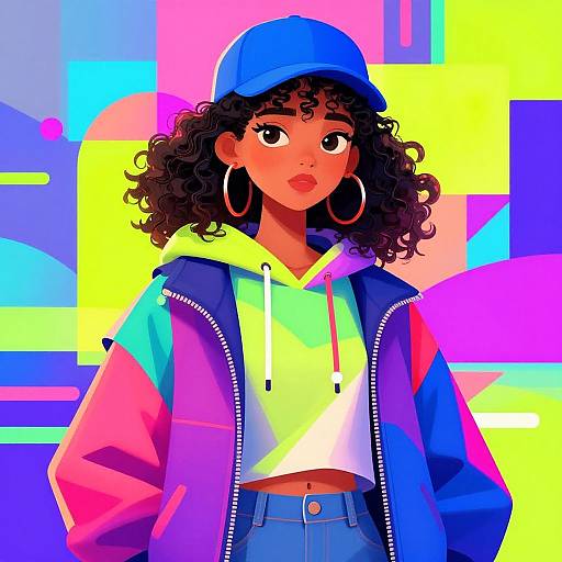 Vibrant Urban Woman Digital Illustration