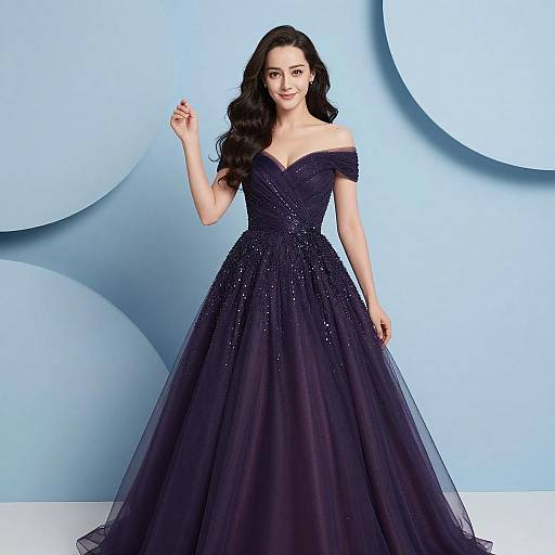Elegant Woman in Purple Ball Gown