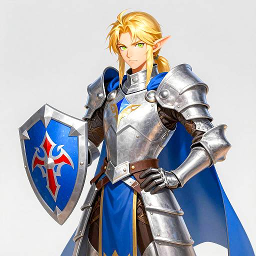 Elf Knight in Ornate Silver Armor