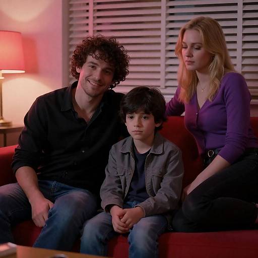 Cozy Evening: Family on a Couch