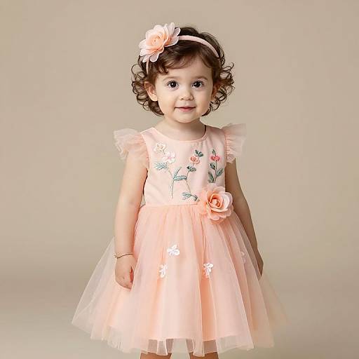Toddler Girl in Peach Tulle Dress