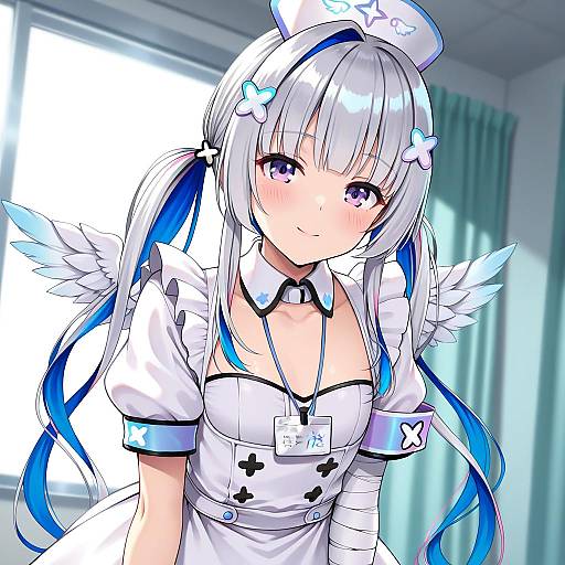 Illustration of Amane kanata (nurse), hololive in the style of Oda ken'ichi