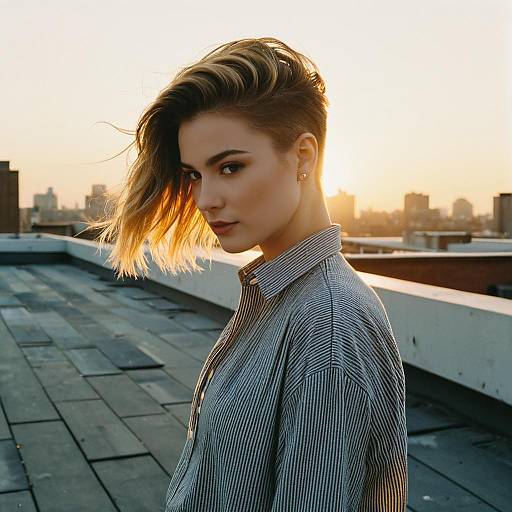 Fashion Model with Low Fade Hairstyle