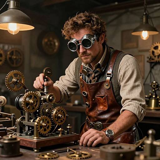 Steampunk Inventor Ambrosio in Workshop