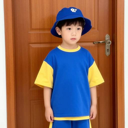 Boy in Blue and Yellow Outfit