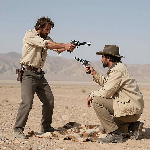 Desert Standoff Between Two Men with Revolvers