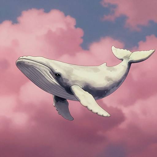 Ivory Whale in Pink Sky