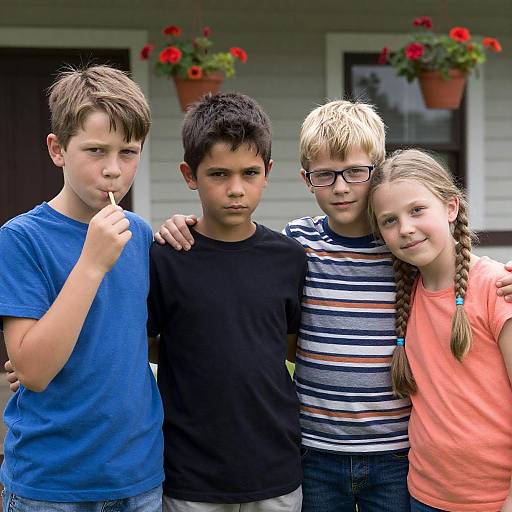 Charming Outdoor Photo of Four Children