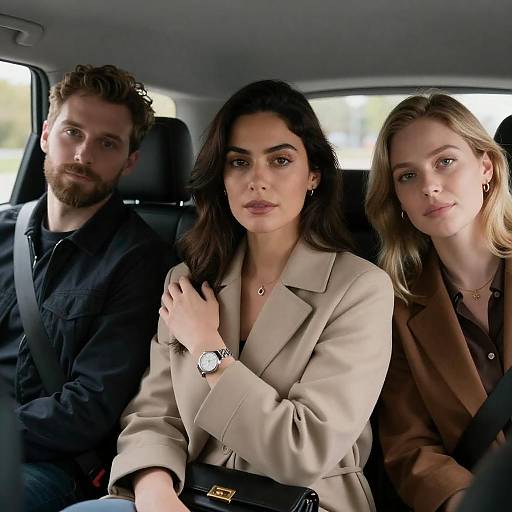 Three Friends Enjoying a Car Ride