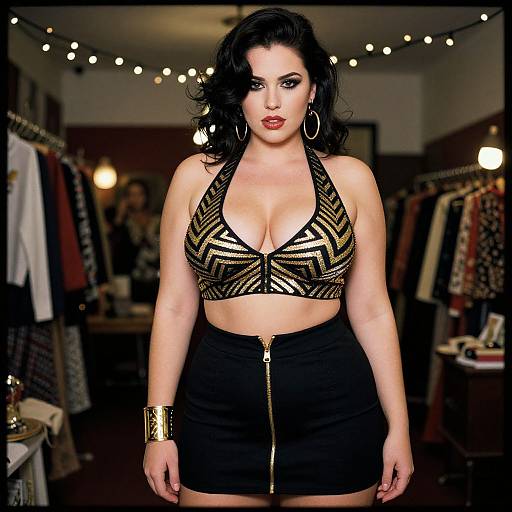 Glam Rock Curvy Woman at Boutique