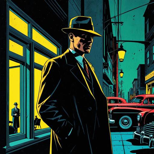 Noir Detective Side View Illustration