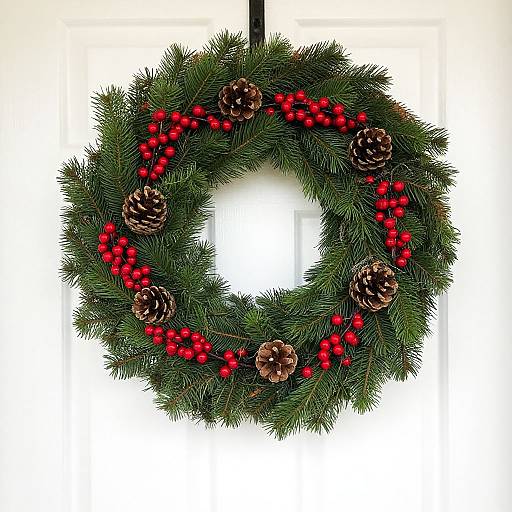 Festive Pine Wreath on Door