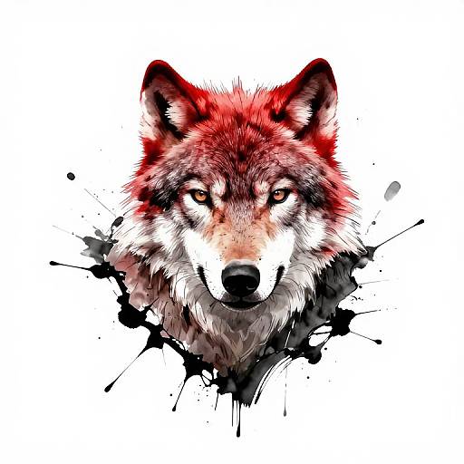 Wolf Head Ink Splash Art