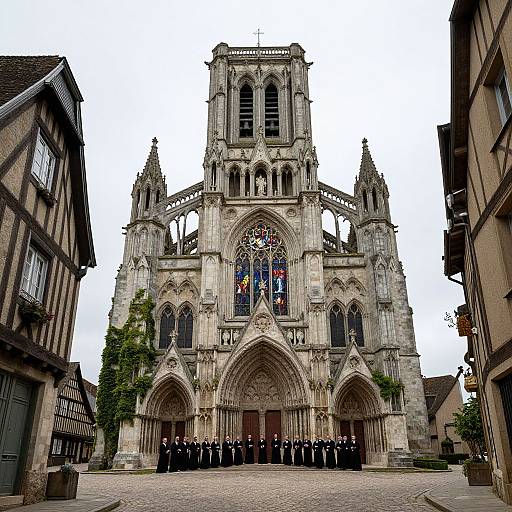 Majestic Medieval Cathedral Overlooking Town