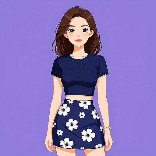 Elegant Woman in Navy Blue Outfit