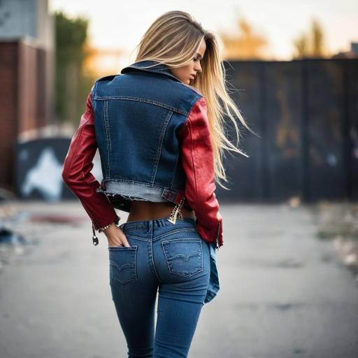 Young Woman in Denim and Leather Jacket