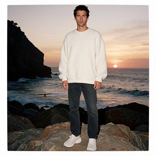Man in Cozy Streetwear at Sunset Cliffs