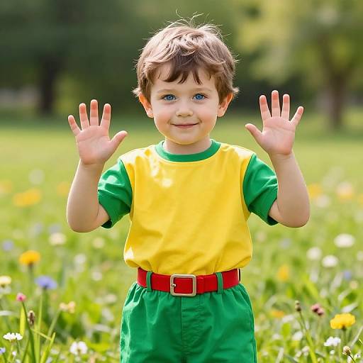 Joyful Boy in Sunny Meadow